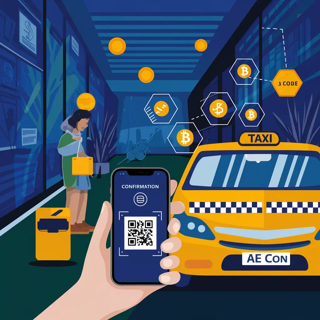 AE Coin for taxi payments digital wallet interface
