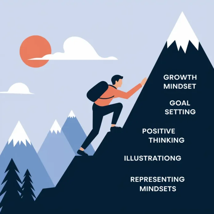 Graphic illustration of transformational success mindsets for personal development
