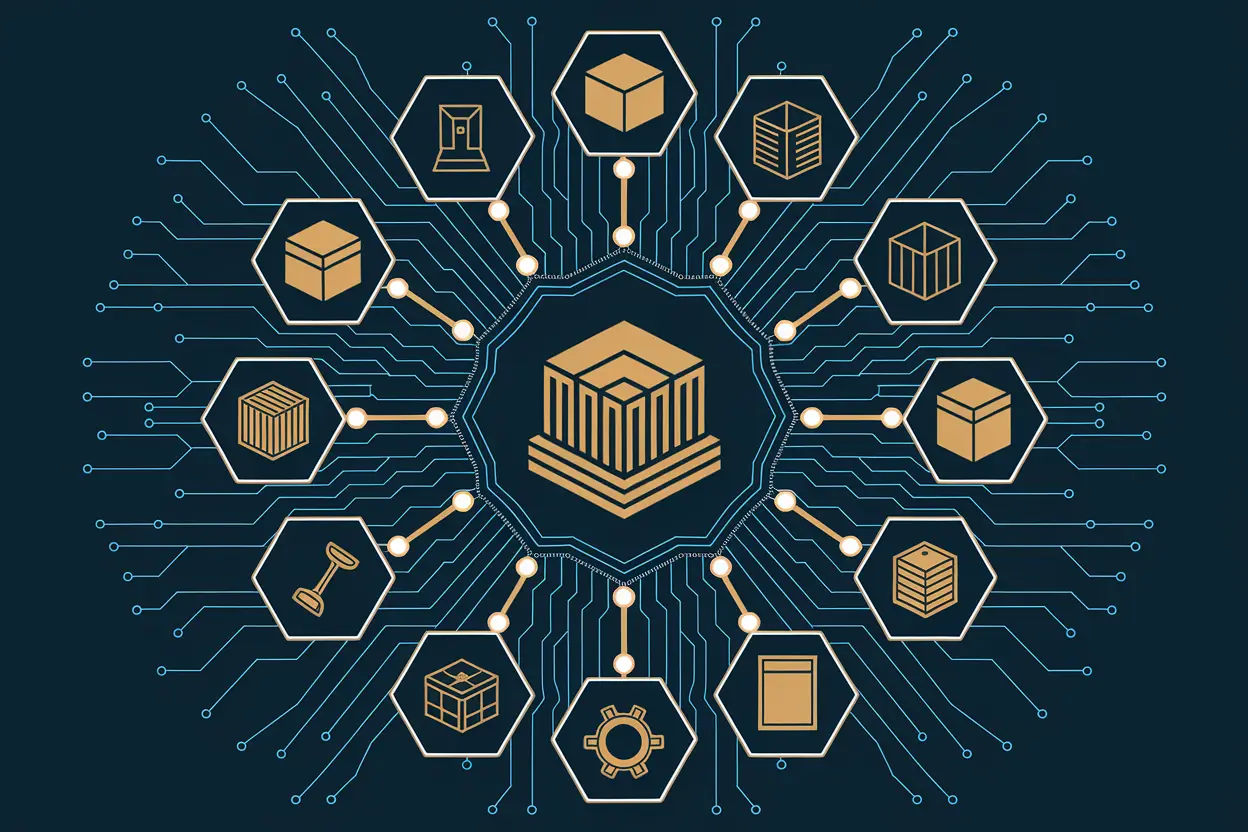 Real-world asset tokenization visual showing digital assets and blockchain integration