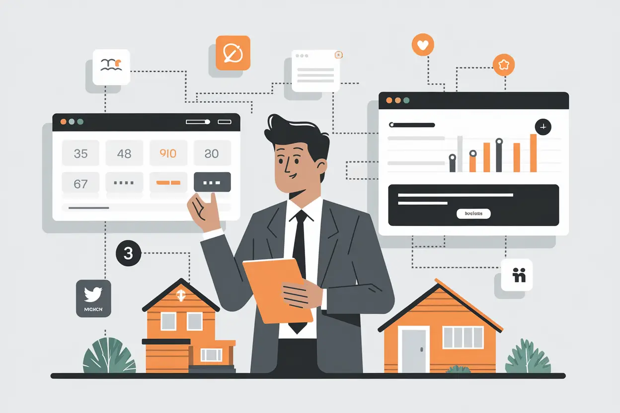 n8n real estate automation workflow dashboard with leads and listings