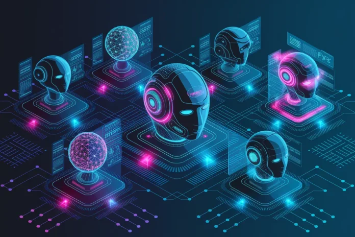 AI Agents illustration showcasing intelligent systems in action