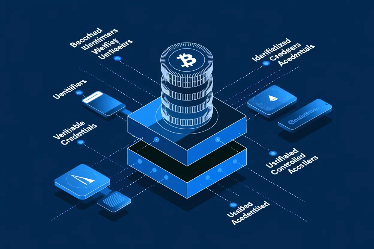 Blockchain Identity Management concept showing digital ID and security
