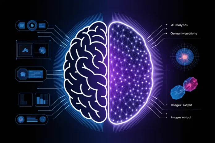 Illustration showing the difference between AI and Generative AI concepts