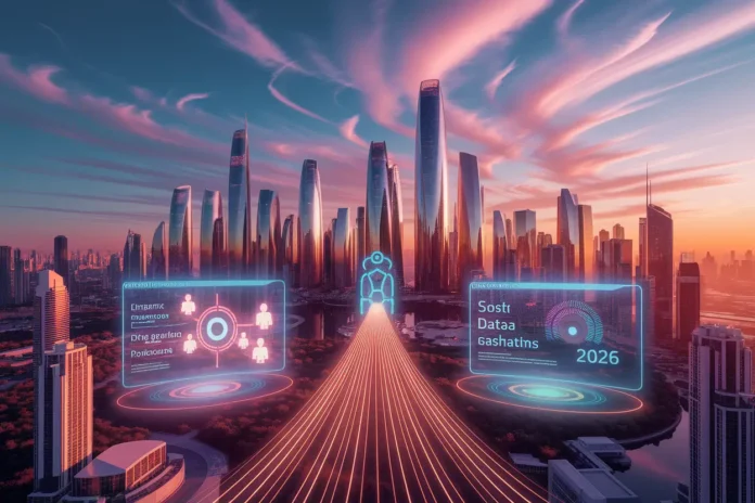 Illustration showing how can AI help businesses cut costs in 2026 across automation and analytics