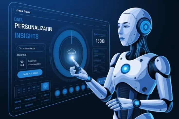 Illustration of AI Voice Bots helping SaaS companies deliver personalization through voice-driven user interaction