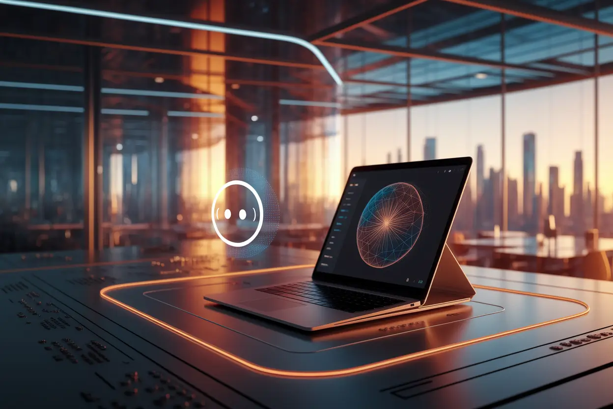 Illustration showing how AI is revolutionizing IT support for businesses with automation and predictive monitoring tools