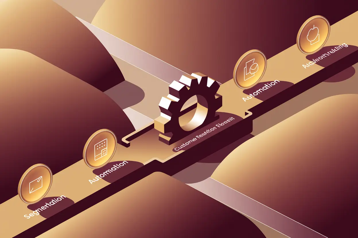 Illustration showing workflow for A Customer Retention Email Guide to Build Strategy with marketing automation concept