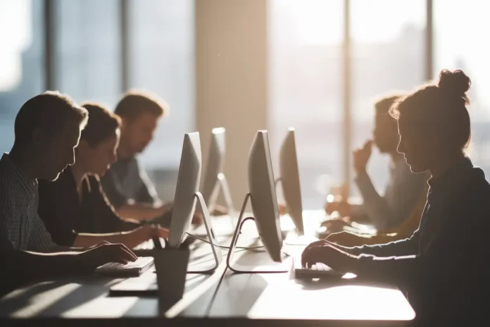 Boost Careers with Internal Job Postings concept illustration showing employees advancing within an organization