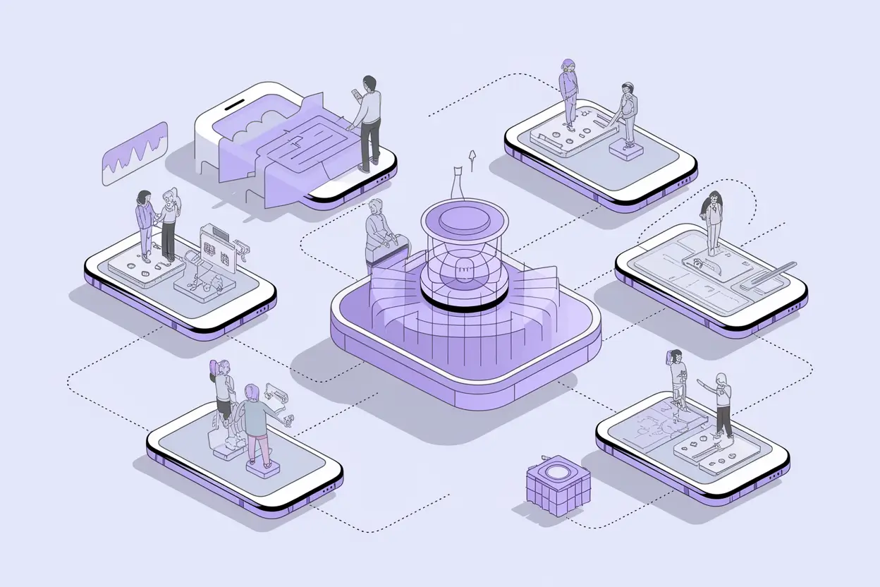 Illustration of AI Mobile App Development process showcasing integration of machine learning in mobile apps