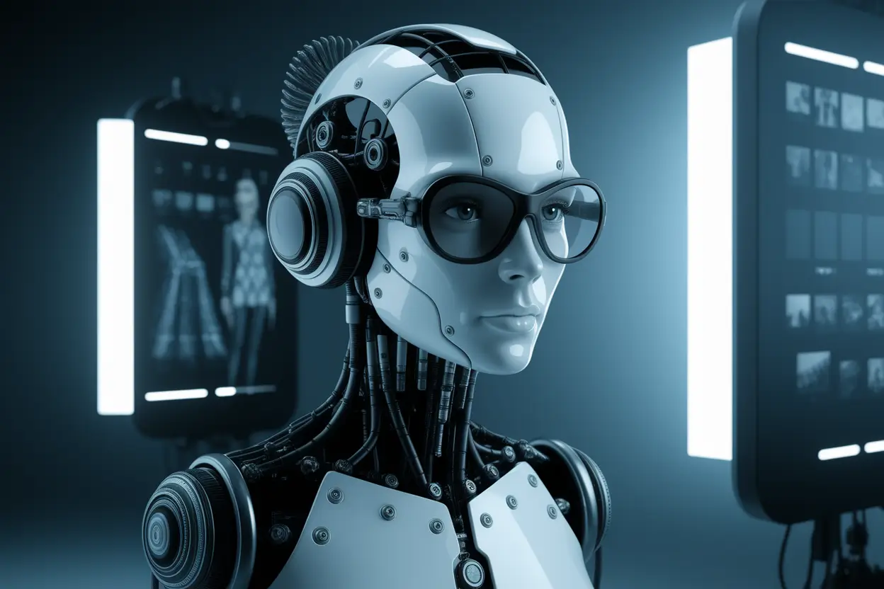 Fashion models and digital AI interface showcasing Artificial Intelligence in the Fashion Industry