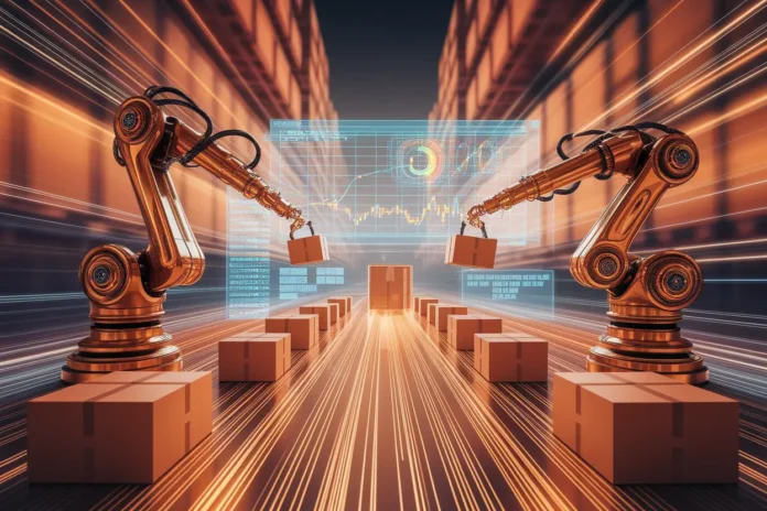 Graphical representation of AI in Supply Chain Management improving efficiency