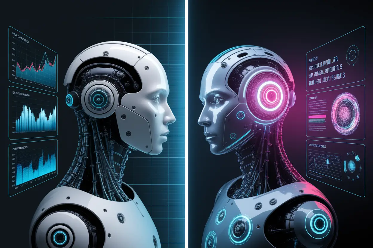 Illustration showing the difference between AI and Generative AI concepts