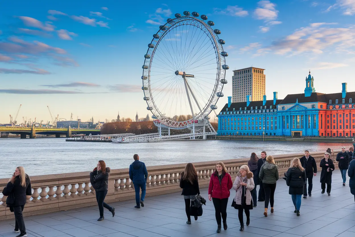 Scenic cityscape of London viewed by a traveler visiting London for the first time