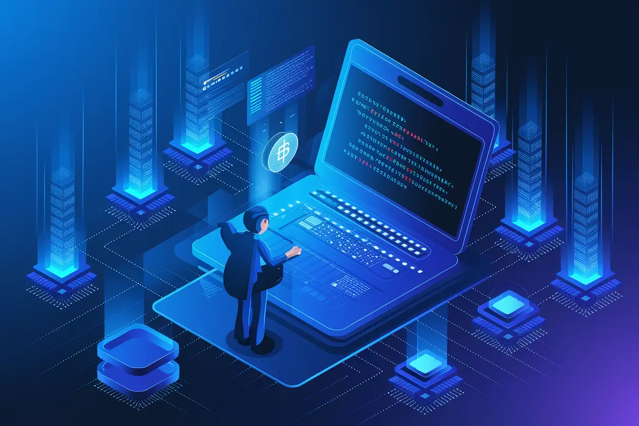 Illustration showing Breaking: New AI Tools That Simplify Smart Contract Coding in modern blockchain development environments