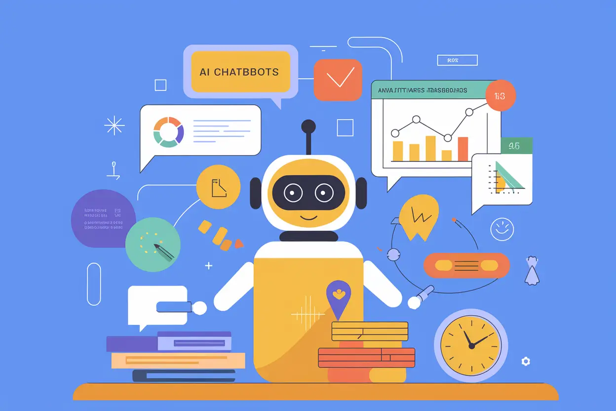 Illustration explaining how to improve productivity using AI tools in a digital workspace