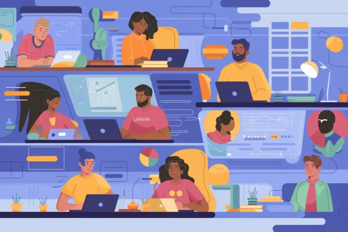 Illustration showing top side hustles you can start without investment in 2026 for digital entrepreneurs working remotely