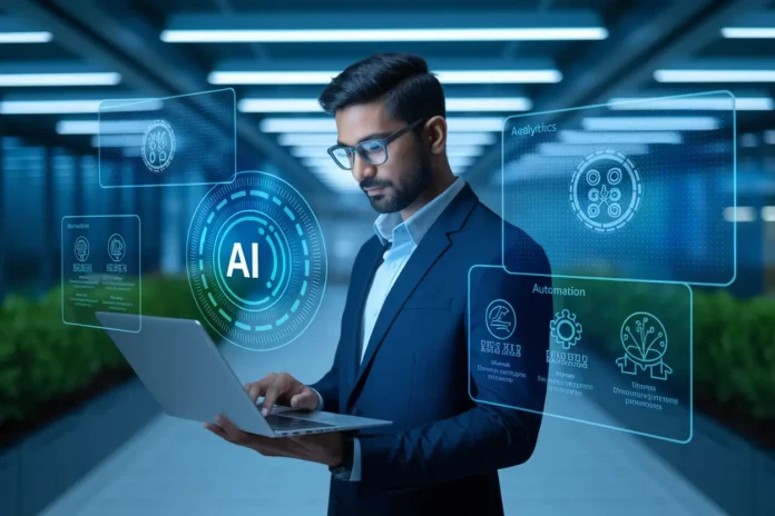 Illustration showing Top AI Tools 2026 You Must Use to Make Money Online in India automating online tasks