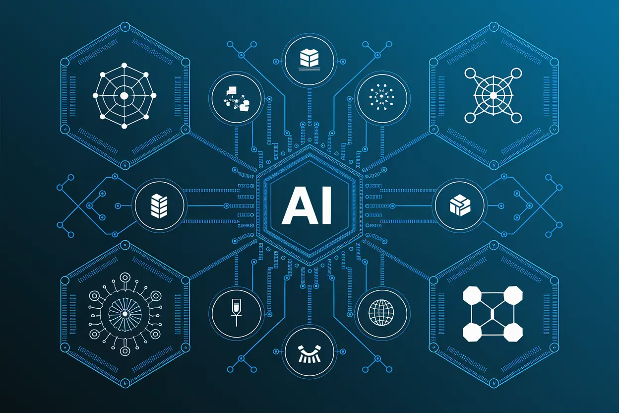 Top AI News Today: Impact on Blockchain and Smart Contracts visual showing AI and blockchain integration