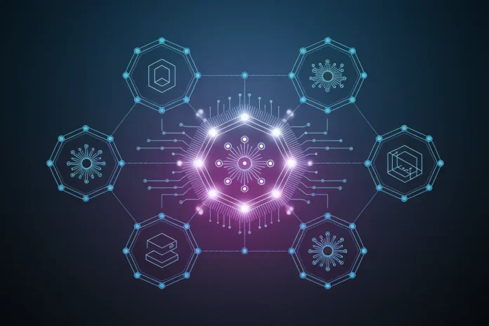 Illustration showing how to build AI-powered smart contracts integrating blockchain and artificial intelligence
