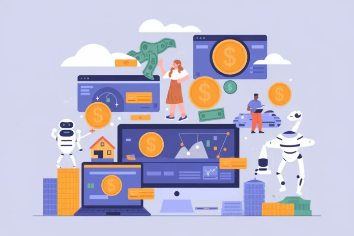 Illustration representing Top 7 Passive Income Ideas That Actually Work in 2026 with modern digital finance symbols