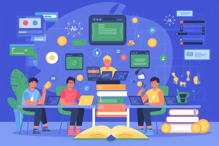 Illustration showing best AI tools for students to earn money online