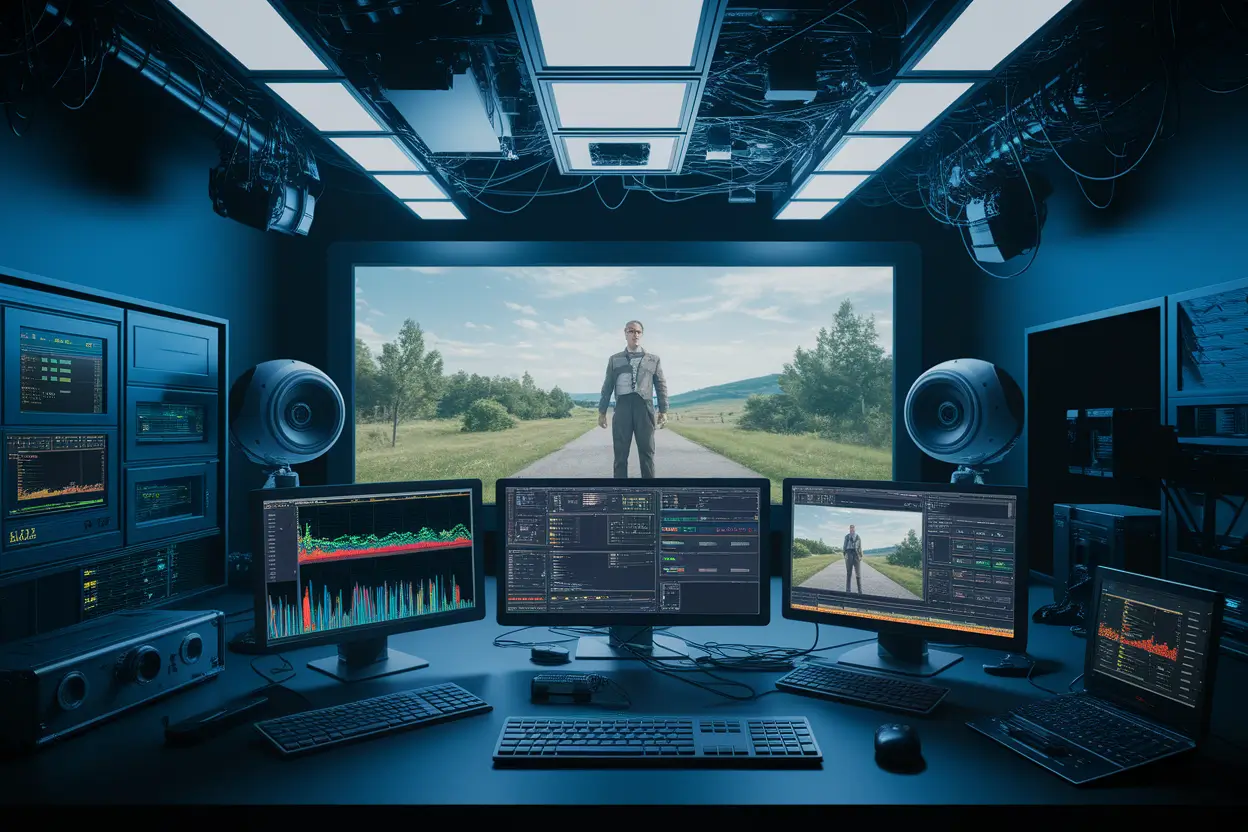 Conceptual illustration showing how AI is replacing traditional VFX artists in movies through automation and visual generation