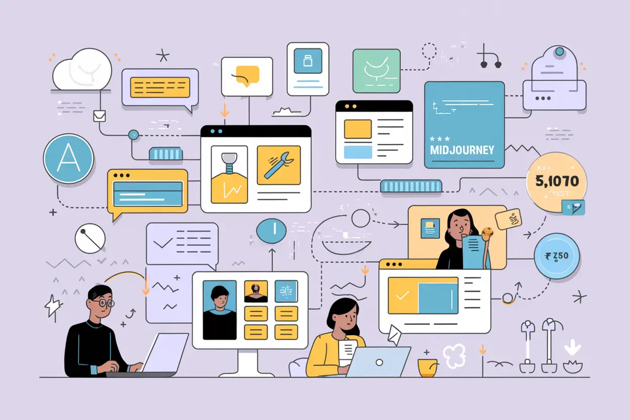 illustration explaining how to earn ₹50,000/month using AI tools efficiently