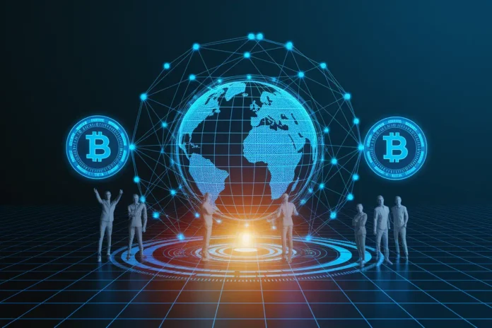 Illustration showing how to earn money with AI + Blockchain projects in 2026 using decentralized networks