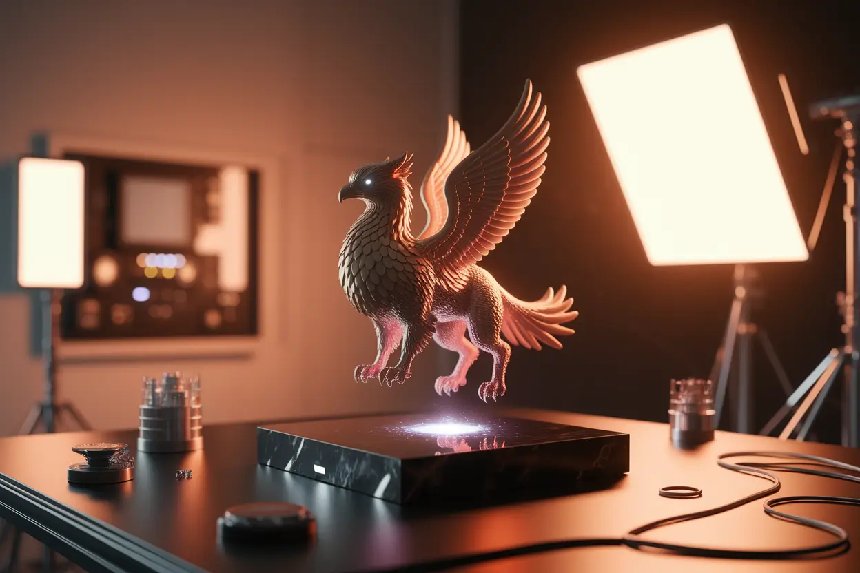 AI-Generated Movies visual showing a futuristic film set