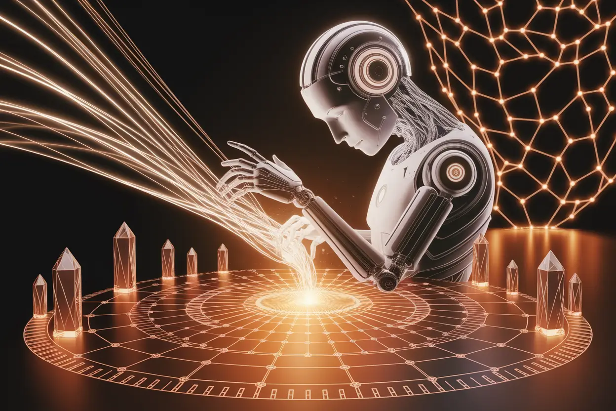 illustration of how startups are using AI and smart contracts to scale faster showing automation and blockchain integration