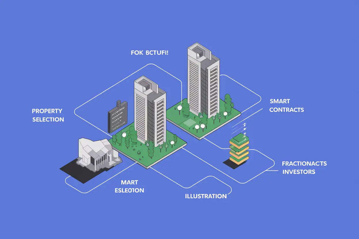 Modern property illustration showing blockchain-based Tokenization of Real Estate in Australia concept