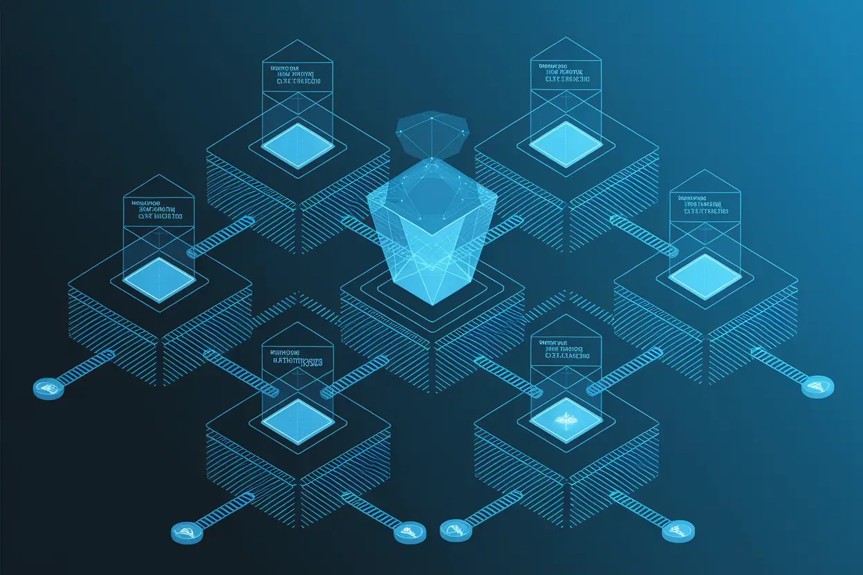 Illustration explaining how to automate business processes using AI and smart contracts in modern enterprises