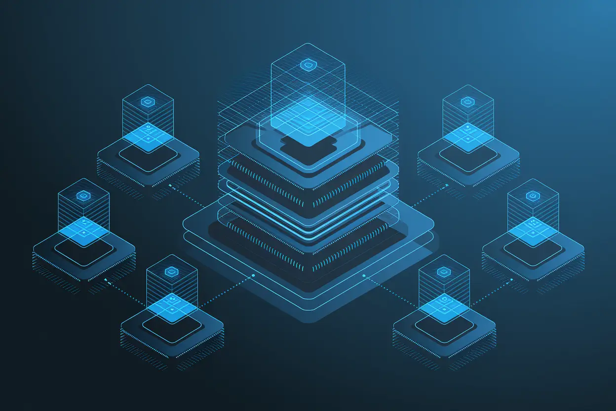 AI Agents + Smart Contracts architecture showing AI integration with blockchain for automation