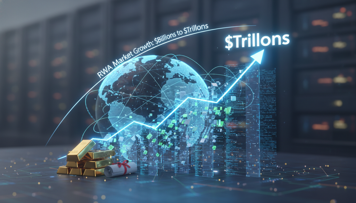 Visual representation of the massive growth in the tokenized US Treasuries and real-world asset market.