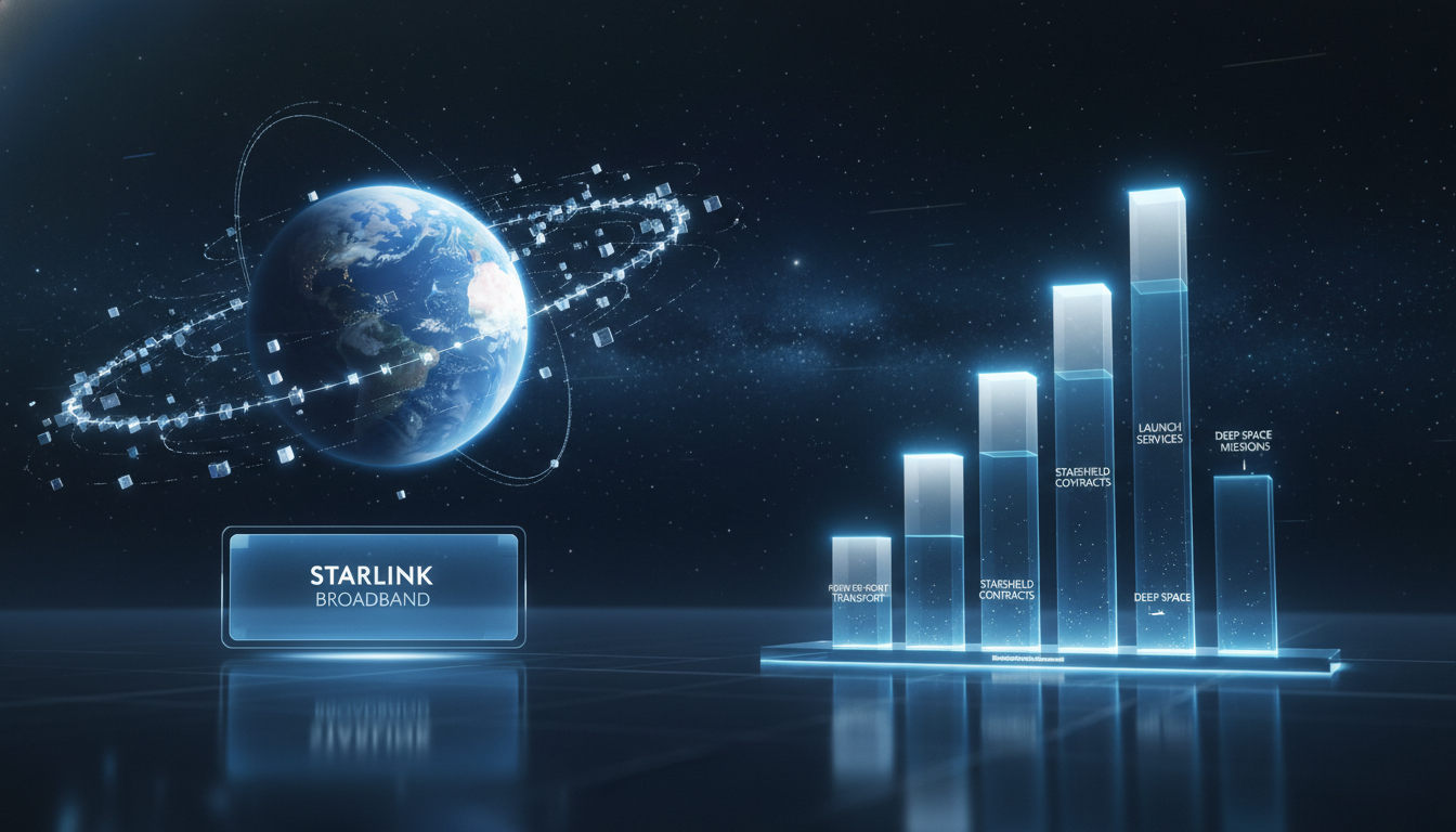 A financial data visualization showing Starlink and rocket launch segments, hinting that SpaceX’s IPO Is Coming