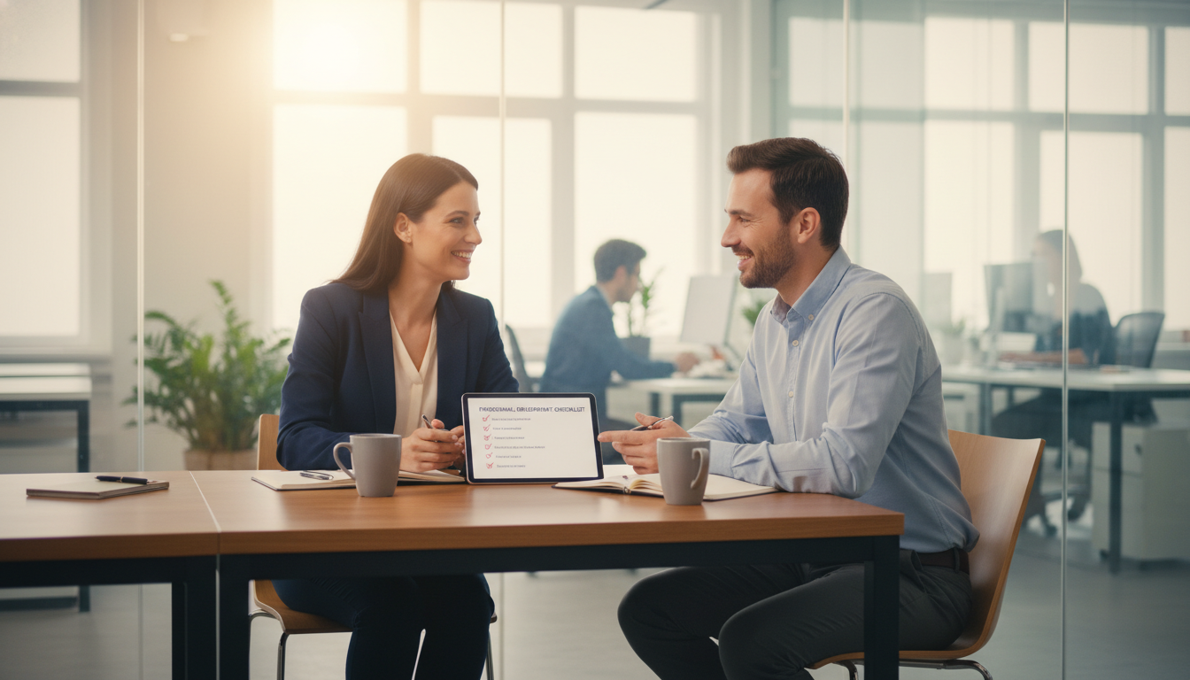 An HR professional explaining the ijp full form and meaning while providing constructive feedback to an internal employee.