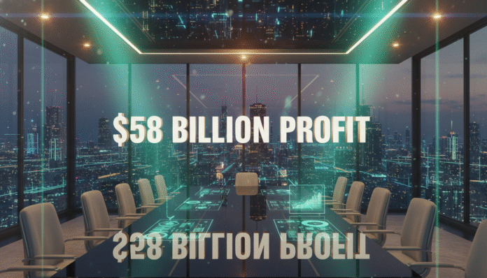 Graphic showing Nvidia $58 Billion Profit highlighting their massive financial success in the AI industry