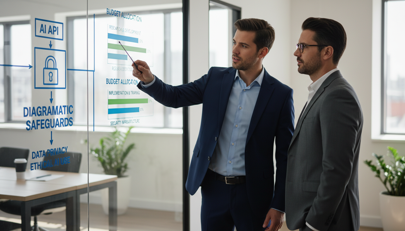 Corporate executives working with a tech consultant to manage their Claude AI licenses usage limit and prevent overspending.
