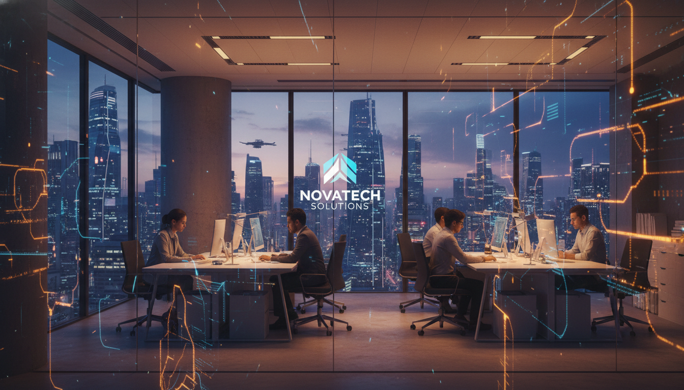 A futuristic tech workspace in India representing the growth of a Generative Ai Development Company.