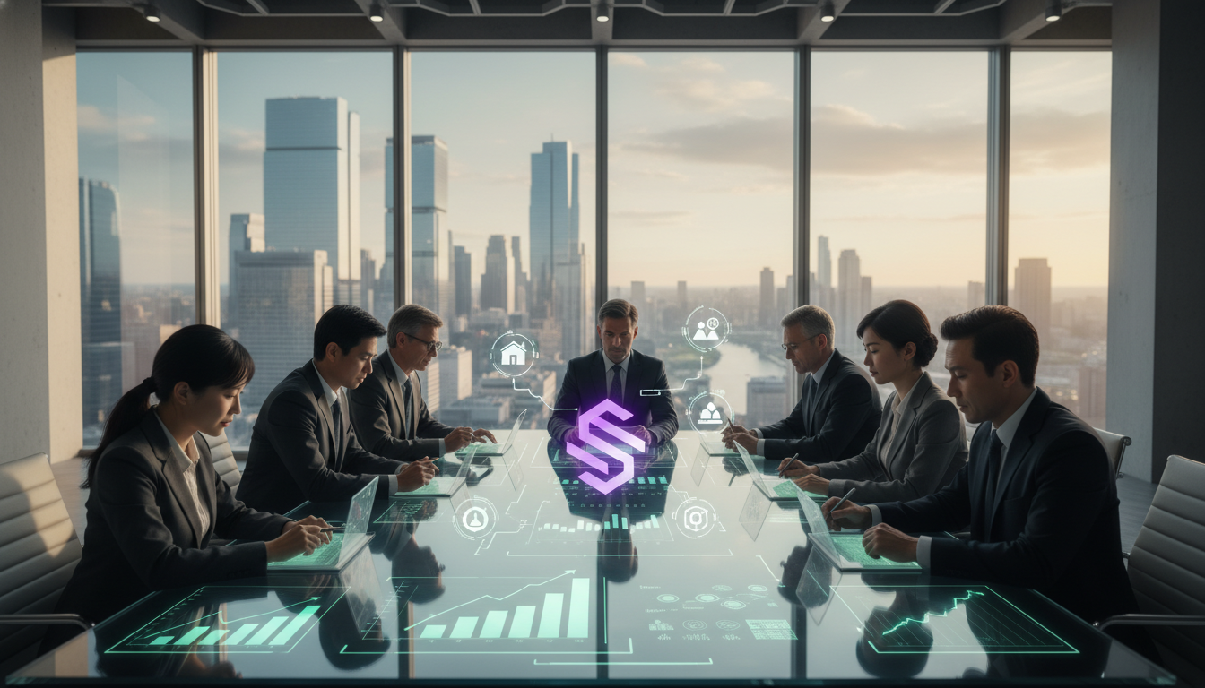 Institutional investors analyzing glowing financial charts showing massive capital inflows as Solana raked in more cash than any blockchain.