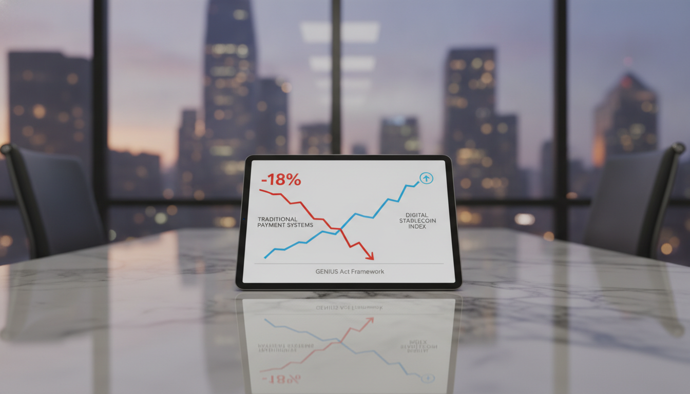A financial chart illustrating stablecoin market shifts, showing the influence of an Ai Agent Development Company in modernizing digital payments.