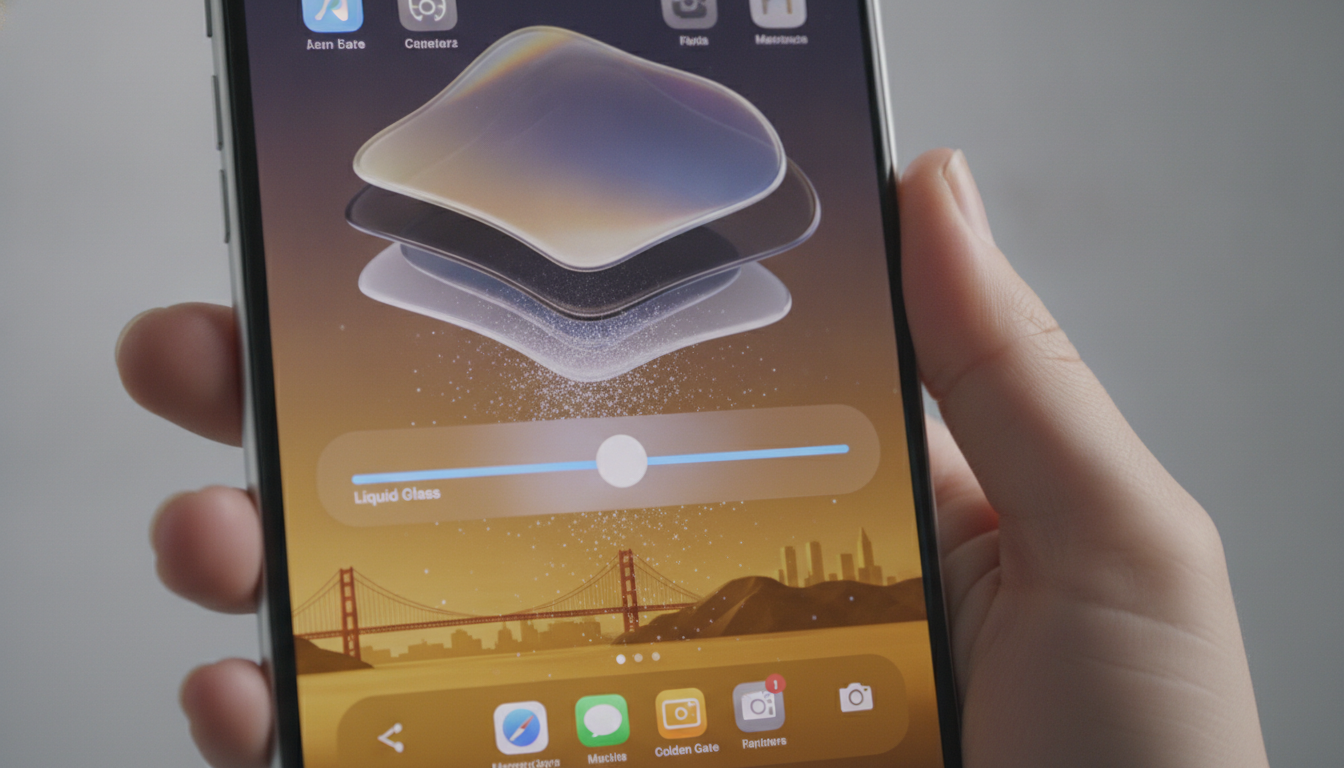 An iPhone displaying the new Liquid Glass user interface elements introduced when Apple reveals Siri AI.