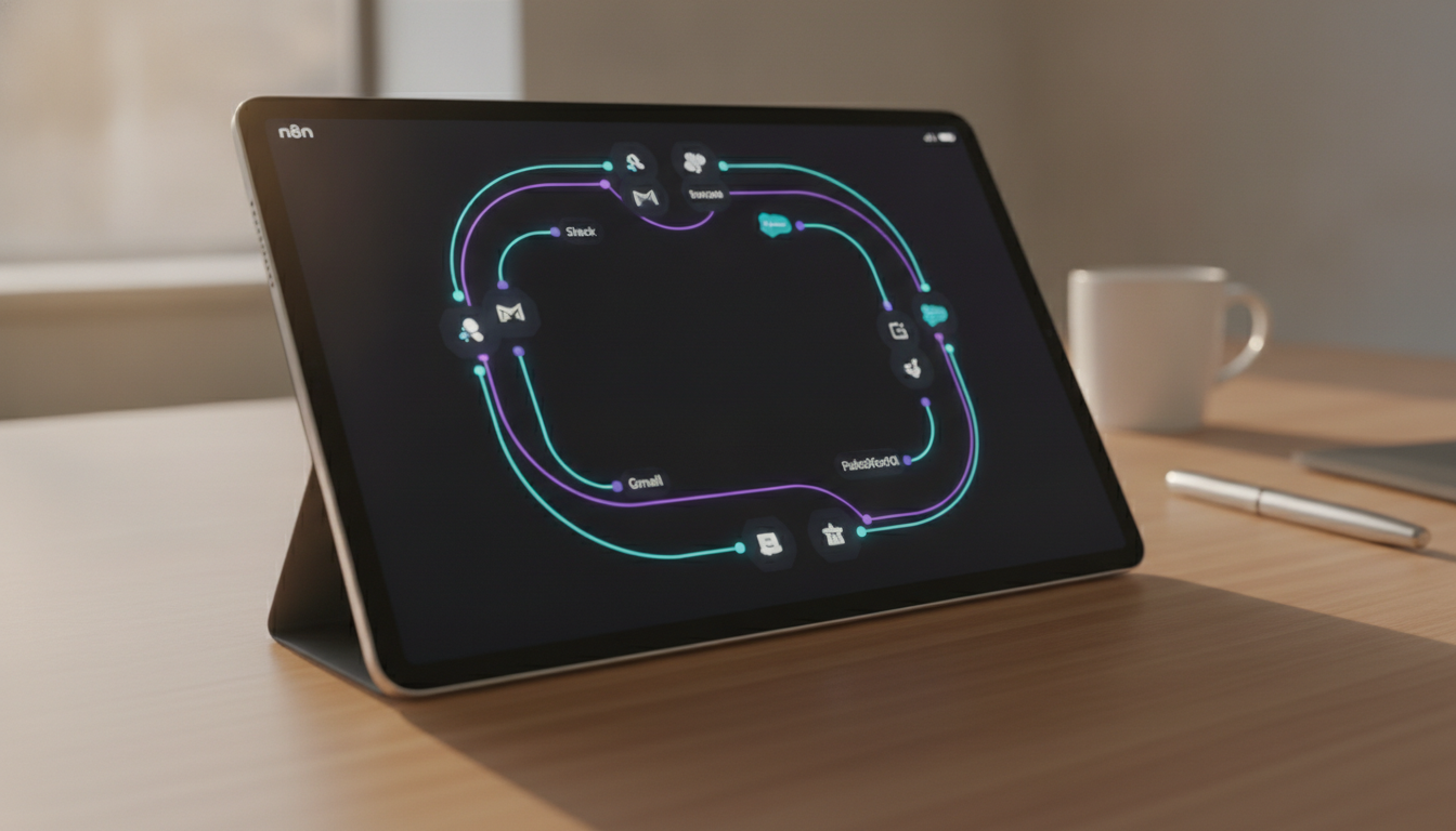 A tablet showcasing a continuous, automated workflow diagram representing the practical application of Loop Engineering.