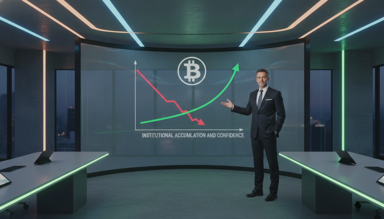 A corporate executive analyzing financial charts showing a Bitcoin recovery, symbolizing how institutional support will help Bitcoin to return from the dead.