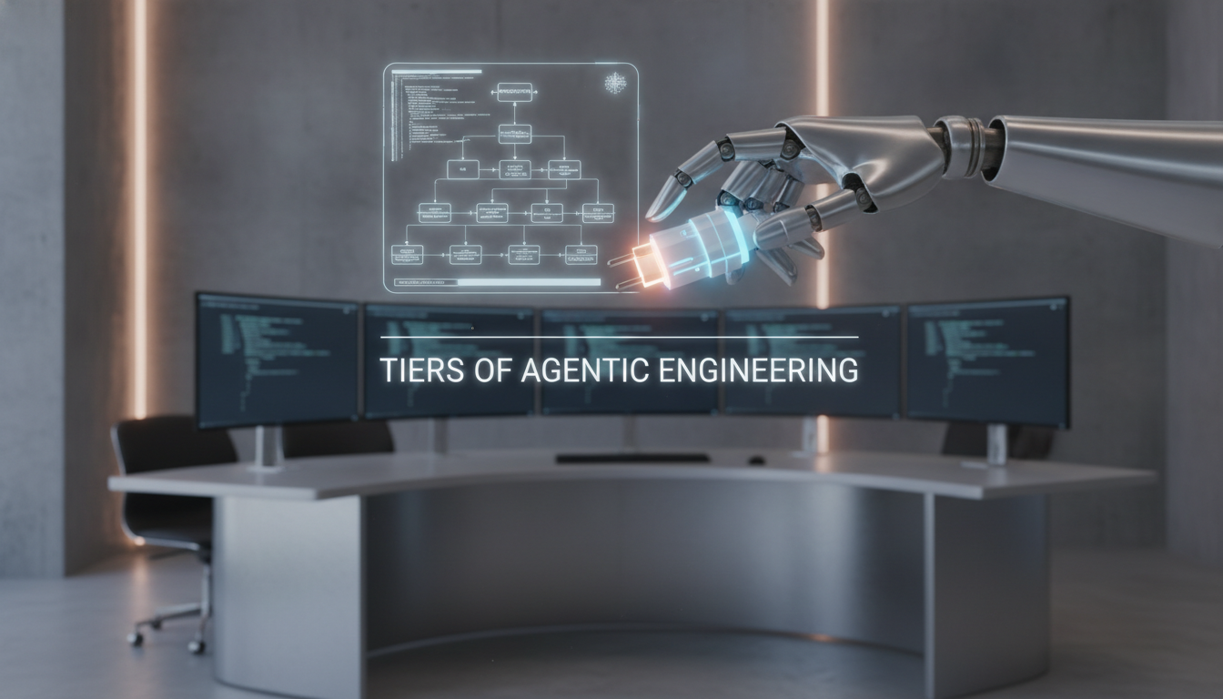 A three-tiered visual representing tools, skills, and the Model Context Protocol in AI agentic engineering.