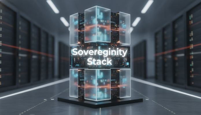 A high-impact visual representation of the Sovereignty Stack digital infrastructure.