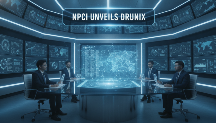A high-impact visual representing how NPCI unveils Drunix to support blockchain and tokenisation ecosystems.