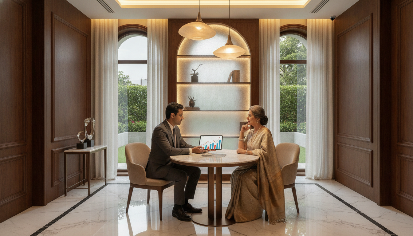 Premium wealth management client consultation following the news that Kotak acquired Deutsche Bank India retail ops.