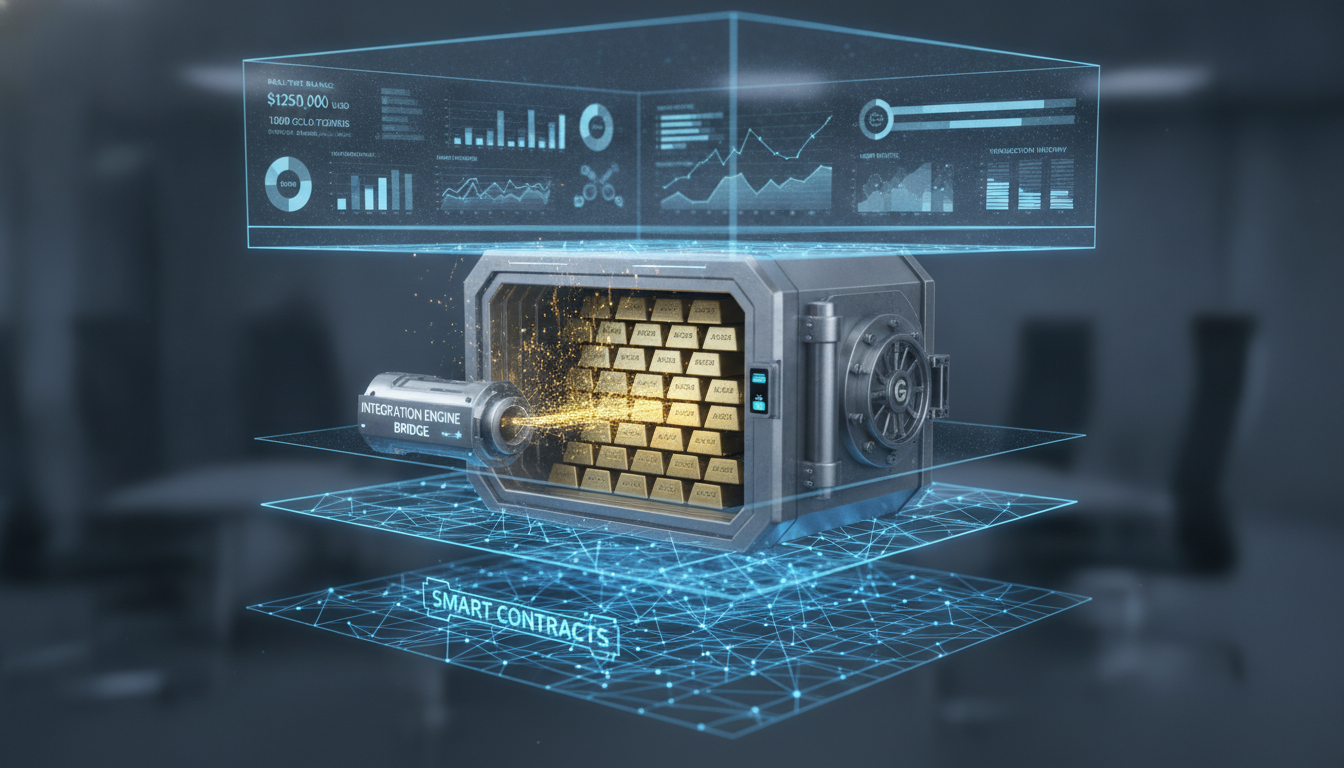 An architectural overview of a secure platform built by a gold tokenization development company linking physical vaults with decentralized networks.