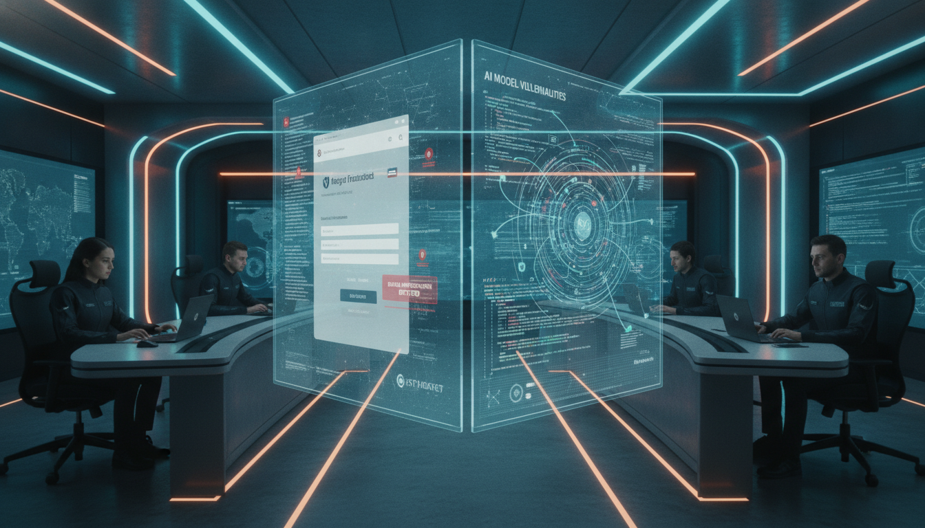 Cybersecurity defense team analyzing AI model engineering vulnerabilities following reports that Google Sues AI Abusers.